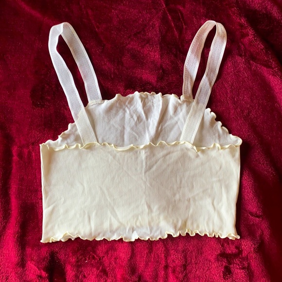 Off White crop top. stretchy material with mesh see through straps - Picture 2 of 3